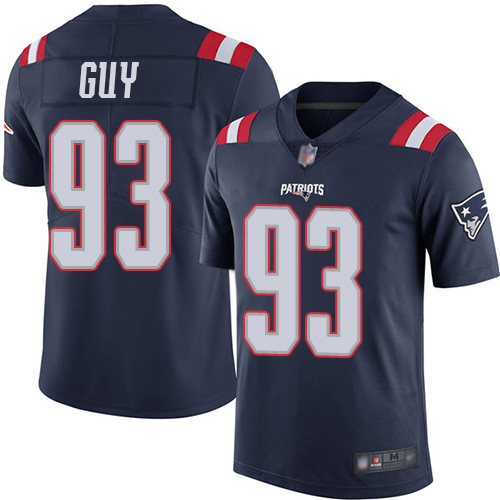 New England Patriots Football 93 Rush Vapor Limited Navy Blue Men Lawrence Guy NFL Jersey
